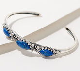 American West Sterling Silver Three Denim Lapis Gemstone Stackable Cuff 7-1/4"